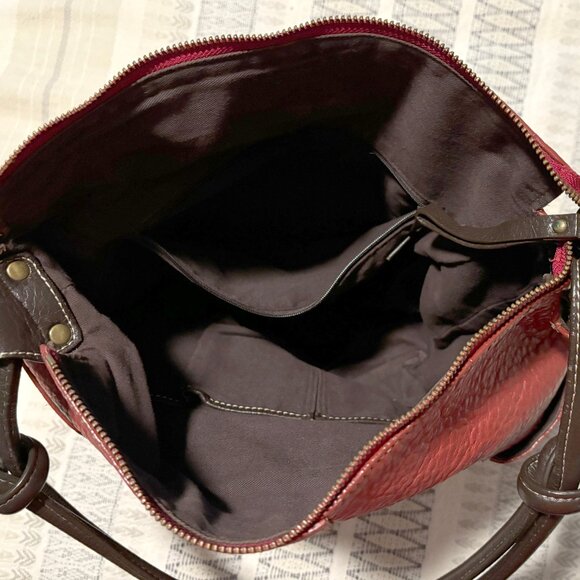 Sundance Catalog Red Pebble Leather bucket bag with big side pockets - Picture 5 of 5